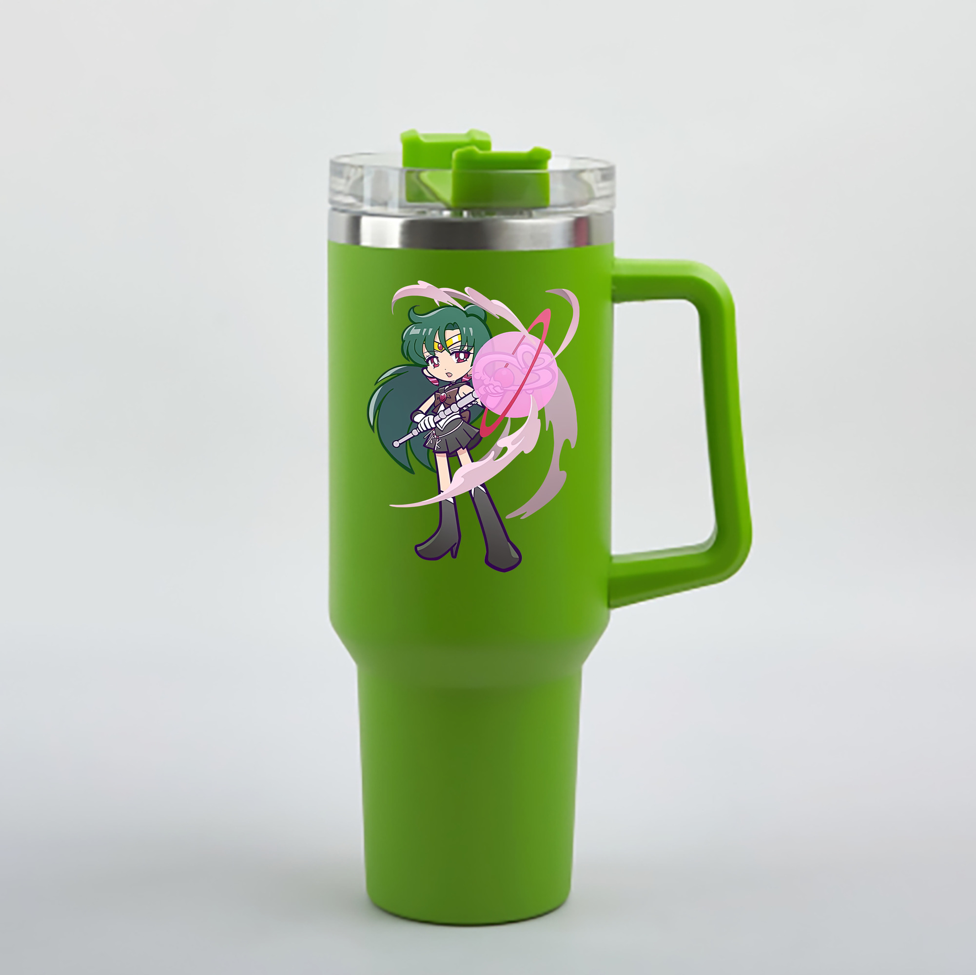 （画像用） 美少女戦士セーラームーン 冥王せつな Sailor Moon Meiou Setsuna 1200mL車用タンブラー - クリスタルステッカー（プラスチックストロー付き）